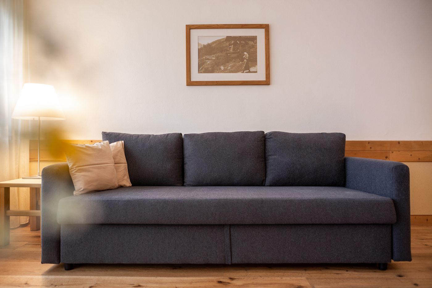 Gemütliche Schlafcouch im Wohnzimmer