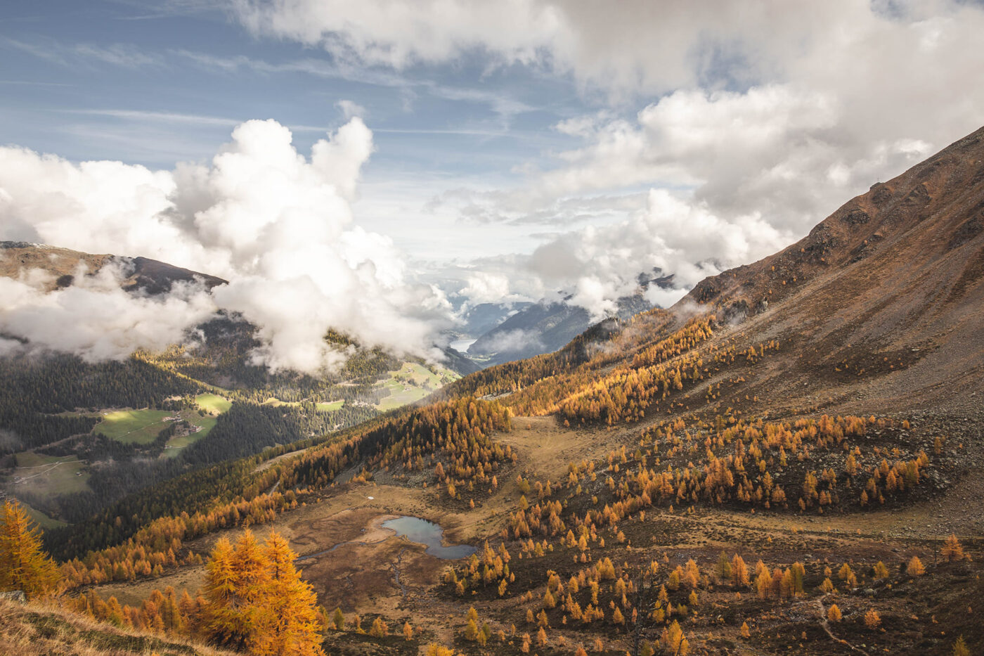Am Fiecheterjöchl öffnete sich ein toller Blick talauswärts